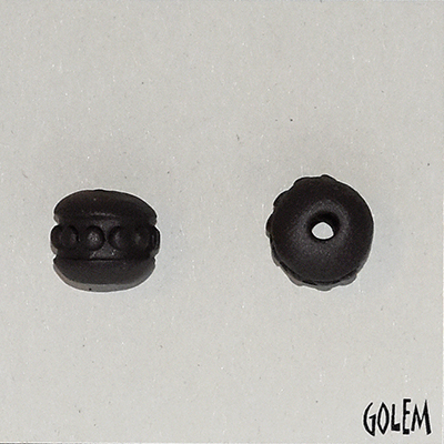 Band of dots, unglazed round bead, dark clay