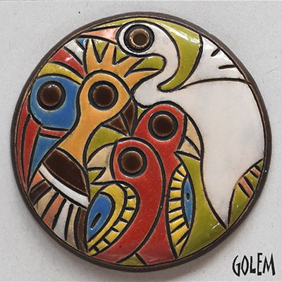 "Birds' Parlament" - large round pendant
