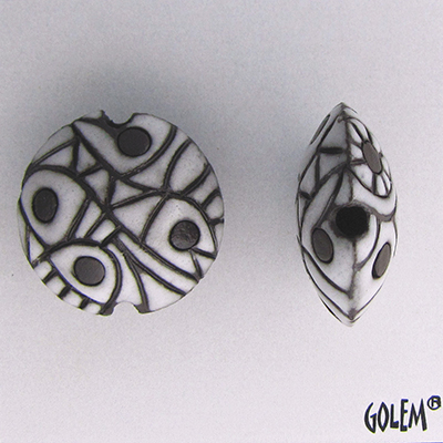 Dark lentil, abstract design in white