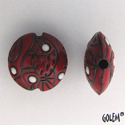 dark lentil, abstract design in red