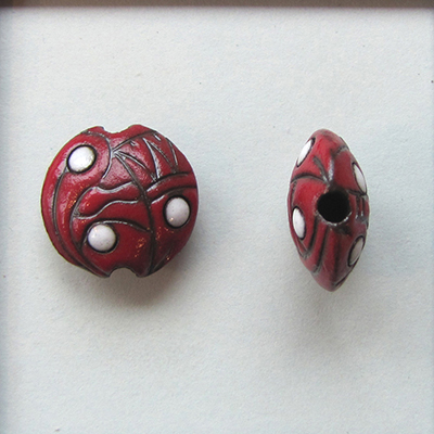 dark lentil, abstract design in red