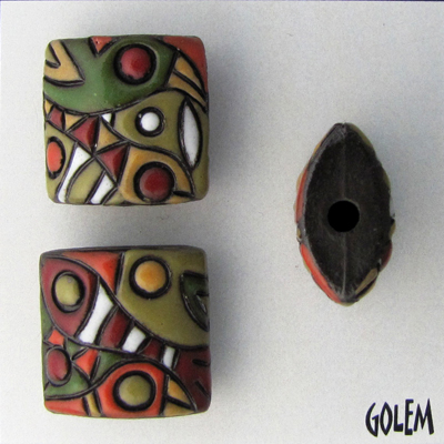 Wild Jungle pillow beads, red/coral/green