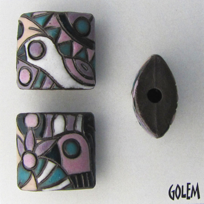 Wild Jungle pillow beads, white/purple/teal